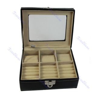 Leather Display Organizer Storage Box Holder Show Case for Rings