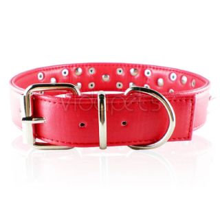 21 25 Red Leather Spiked Studded Dog Collar x Large