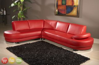 Sierra Modern Red Leather Sectional Sofa Couch Chaise