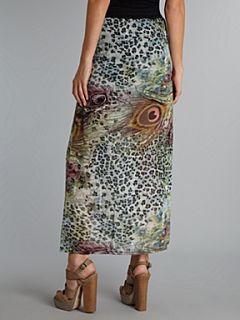 Izabel London Peacock print skirt Teal   