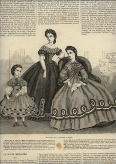 Original Mode ILLUSTREE March 20 1864 Hand Color Print