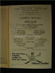 1970 Len Cariou Applause Autographed Signed The Palace Theatre