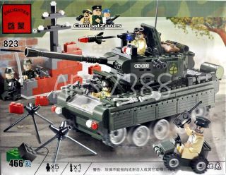 Army Combat Tank with Minifigures Battle Military Building Block Brick