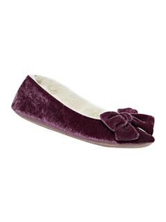 Linea Big bow velour slippers Mauve   