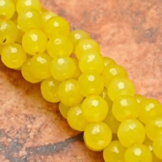 6mm Lemon Jade Gemstone Faceted Round Beads Strand 15 1 3