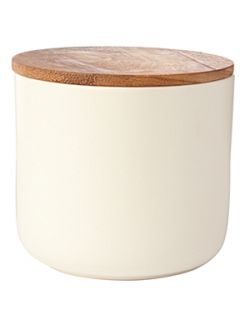 Linea Daley cream storage jar with acacia Lid   
