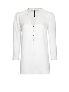 Mango Pleats chiffon blouse Off White   