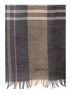 Armani Jeans Jacquard logo square scarf with tassels   