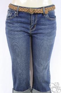 Levis Jeans 515 Cuffed Mid Rise Petite Navy Blue Denim Womens Capris