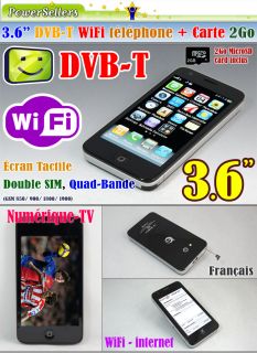 DVB T TV WiFi 2GO Téléphone Mobiles Tactile W7000D