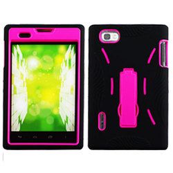 For LG Intuition 4G LTE / VS950 Cover hard Pink/Black Soft Case +Kick