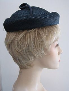 Ladies Vintage Hat Sally Victor Summer Black Weave 746