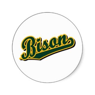 Bison in Green and Gold Round Sticker