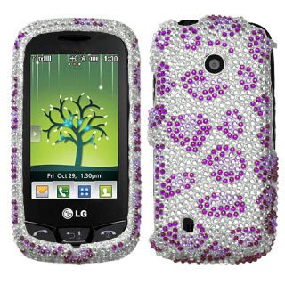 LG VN270 Cosmos Touch Case Cover Bling Rhinestones Leopard Skin Purple