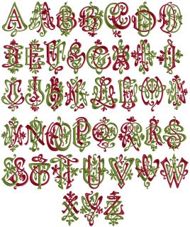 Art Nouveau Double 2 letters Machine Embroidery Monograms Set