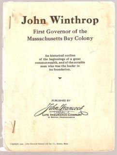 Mutual Life Insurance Co Book John Winthrop Issue 125 Vintage PB 1936