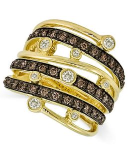 Le Vian 14k Gold Ring, Chocolate and White Diamond Multi Row Ring (3/4