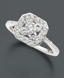 Diamond Ring, 14k White Gold Diamond Certified Near Colorless Square