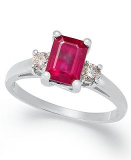 14k White Gold Ring, Ruby (1 1/5 ct. t.w.) and Diamond (1/5 ct. t.w