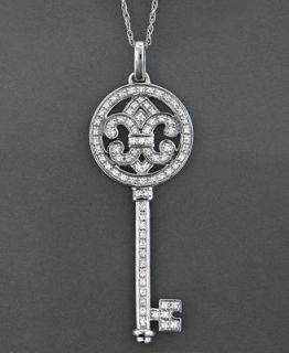 Diamond Necklace, 14k White Gold Diamond Key (1/4 ct. t.w.)