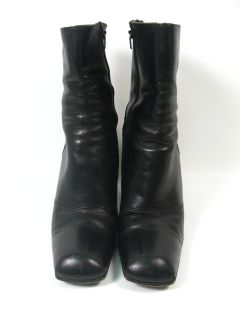 Michael Perry Black Leather Ankle Boots Heels Shoes 7