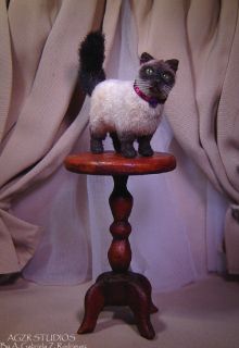 Dollhouse Miniature Cat Siamese Realistic Handmade & Toys kitten IADR