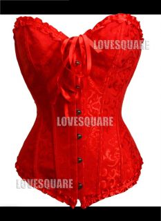 Lovely Lingerie Red Brocaded Lace Up Corset Top s XL