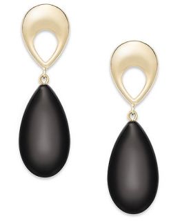 14k Gold Earrings, Onyx Pear Shape Drop Earrings (18 3/4 ct. t.w