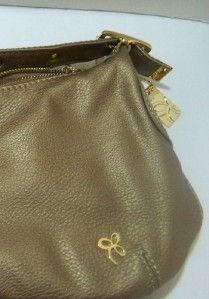 Lina Soft Gold Faux Leather Purse Hand Bag Goldtone Zip Close