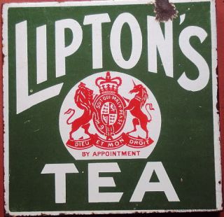 Liptons Tea 2 Sided Original Porcelain Enamel Sign