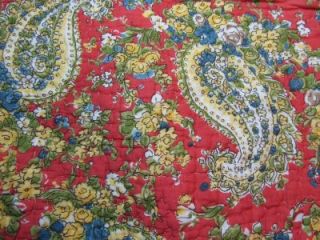 Pottery Barn Cottage Quilted Shams Red Paisley Floral Standard