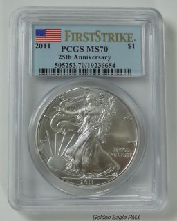 2011 American Silver Eagle First Strike PCGS MS70 (PICTURED) Dollar NO