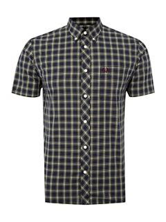 Fred Perry Short sleeved tartan checked shirt French Navy   