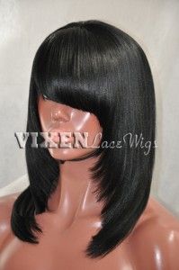 Bangs Remy Lace Front Wig with Bangs 1 in Stock