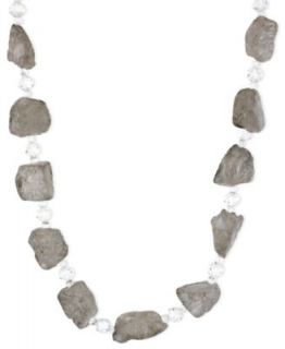 Kenneth Cole New York Necklace, Hematite Tone Glass Geometric Stone