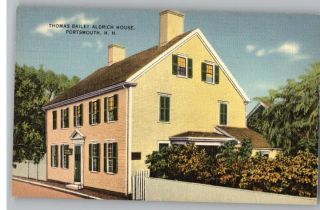 Linen Postcard Aldrich House Portsmouth New Hampshire