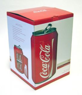 10 liter capacity mini fridge shaped like a coca cola can holds up to