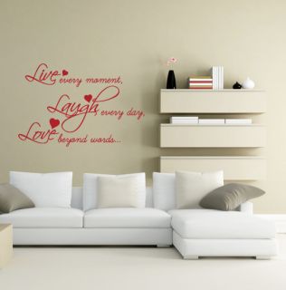 Live Laugh Love Quote wording Wall Sticker Decal Home Bedroom Lounge