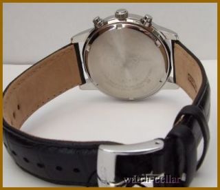 Seiko Mens New Leather Chronograph Black Dial Watch SNDC33P1