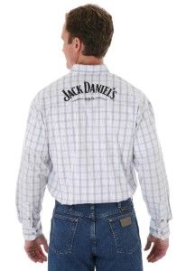 MJD222M Wrangler Mens Grey White Plaid Jack Daniels L s Shirt