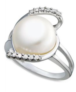 10 ct. t.w.) and Cultured Freshwater Button Pearl (11 12mm) Ring
