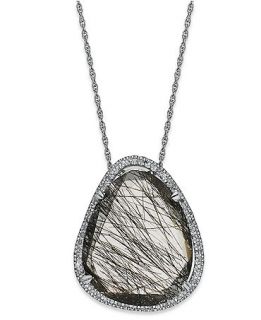 Sterling Silver Necklace, Black Rutilated Quartz (11 3/4 ct. t.w.) and
