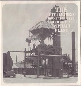 Vtg 1960s Littleford Bros Inc Brochure Blacktop Asphalt Plant / Paver