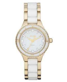DKNY Watch, Womens Gold tone Stainless Steel and White Ceramic