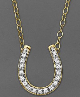 14k Gold Necklace, Diamond Accent Horseshoe Pendant