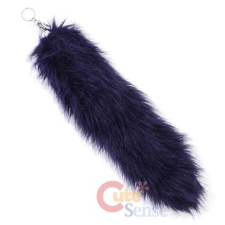 Purple Fox Tail Key Chain Holder  18 Large Purple Plush Fur Animal