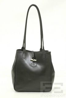 Longchamp Black Leather Roseau Tote Bag