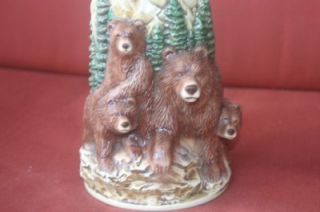 Longton Crown Stein Porcelain 3D Grizzly Bears The Noble Grizzly New
