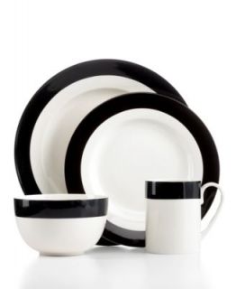 Martha Stewart Collection Dinnerware, Classic Band Black 4 Piece Place