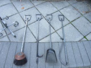 Lovely Set of Mid Century Modern Wrought Iron Fireplace Tools
